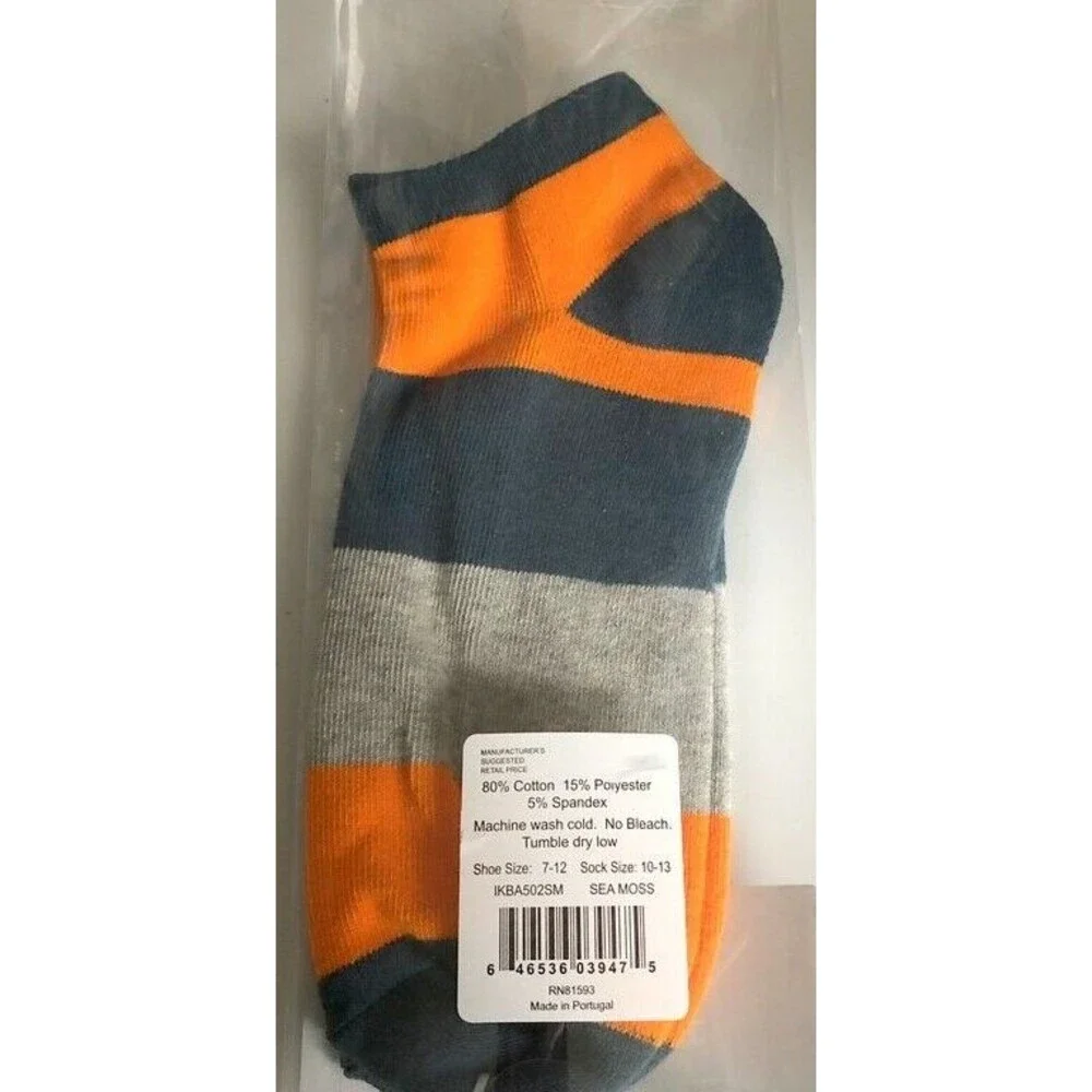 Ike Behar Mens No Show Low Socks High-Performance IkeTek Striped Sea Moss 10-13